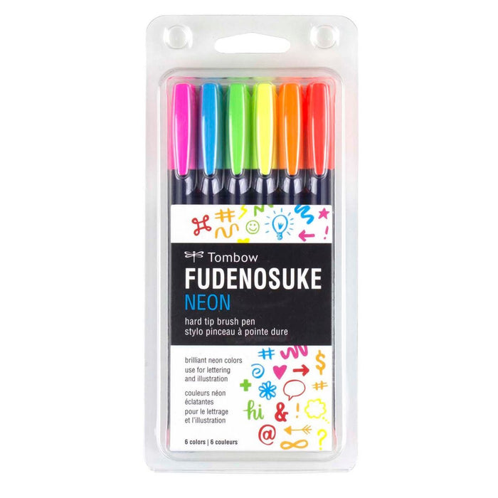 Tombow Fudenosuke - Set 6 marcadores Neon