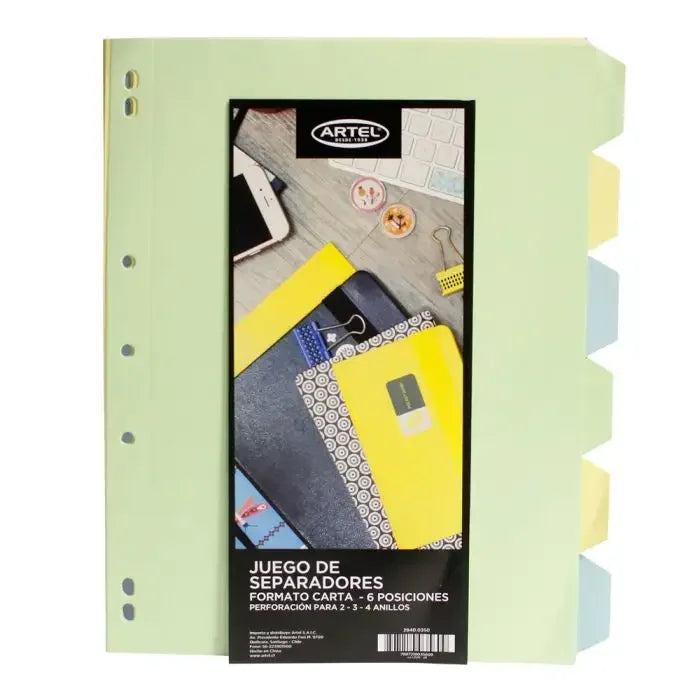 Set 6 Separadores Carta Artel