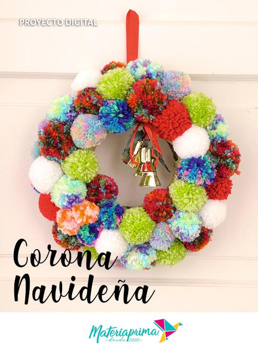 Corona Navideña Pompones