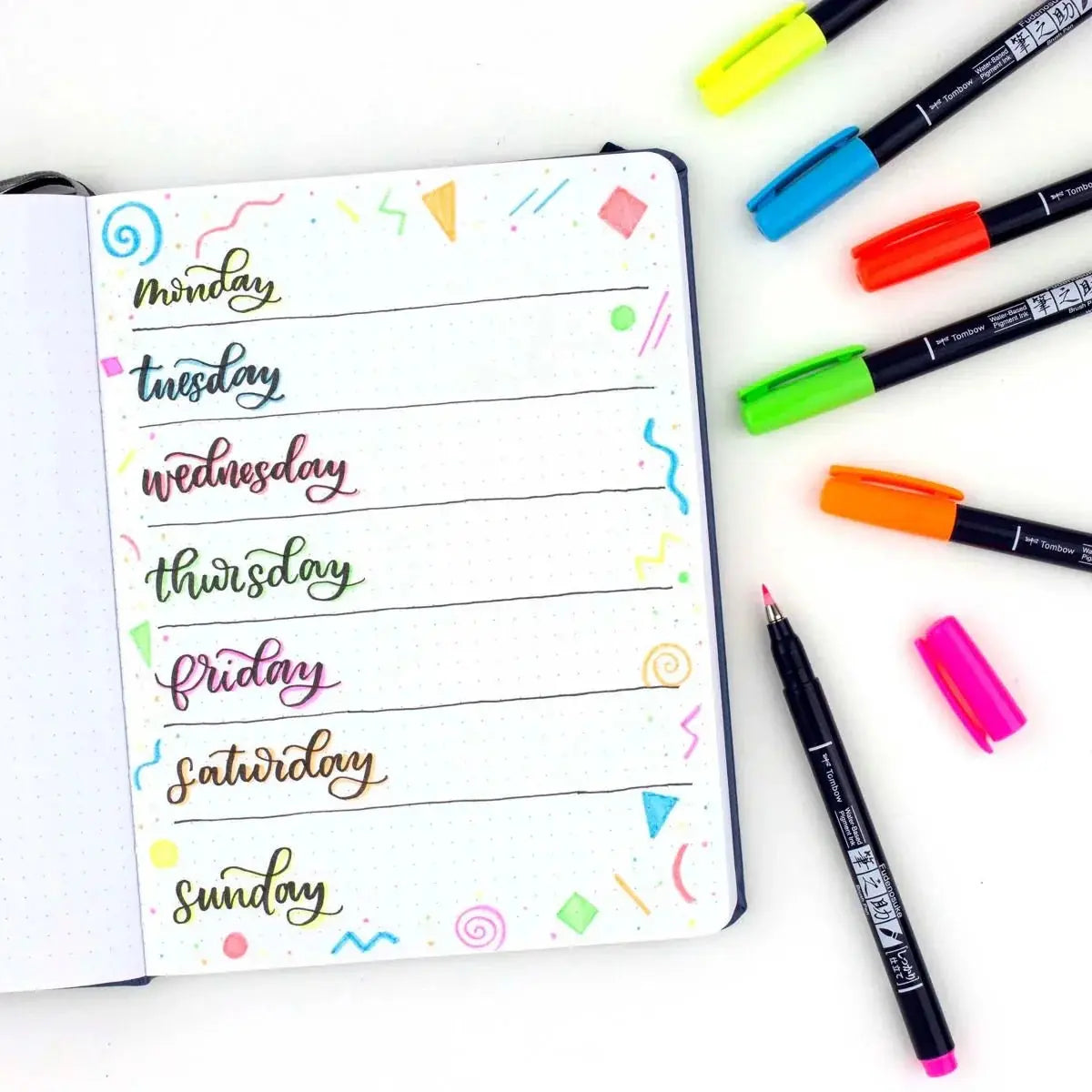 Tombow Fudenosuke - Set 6 marcadores Neon