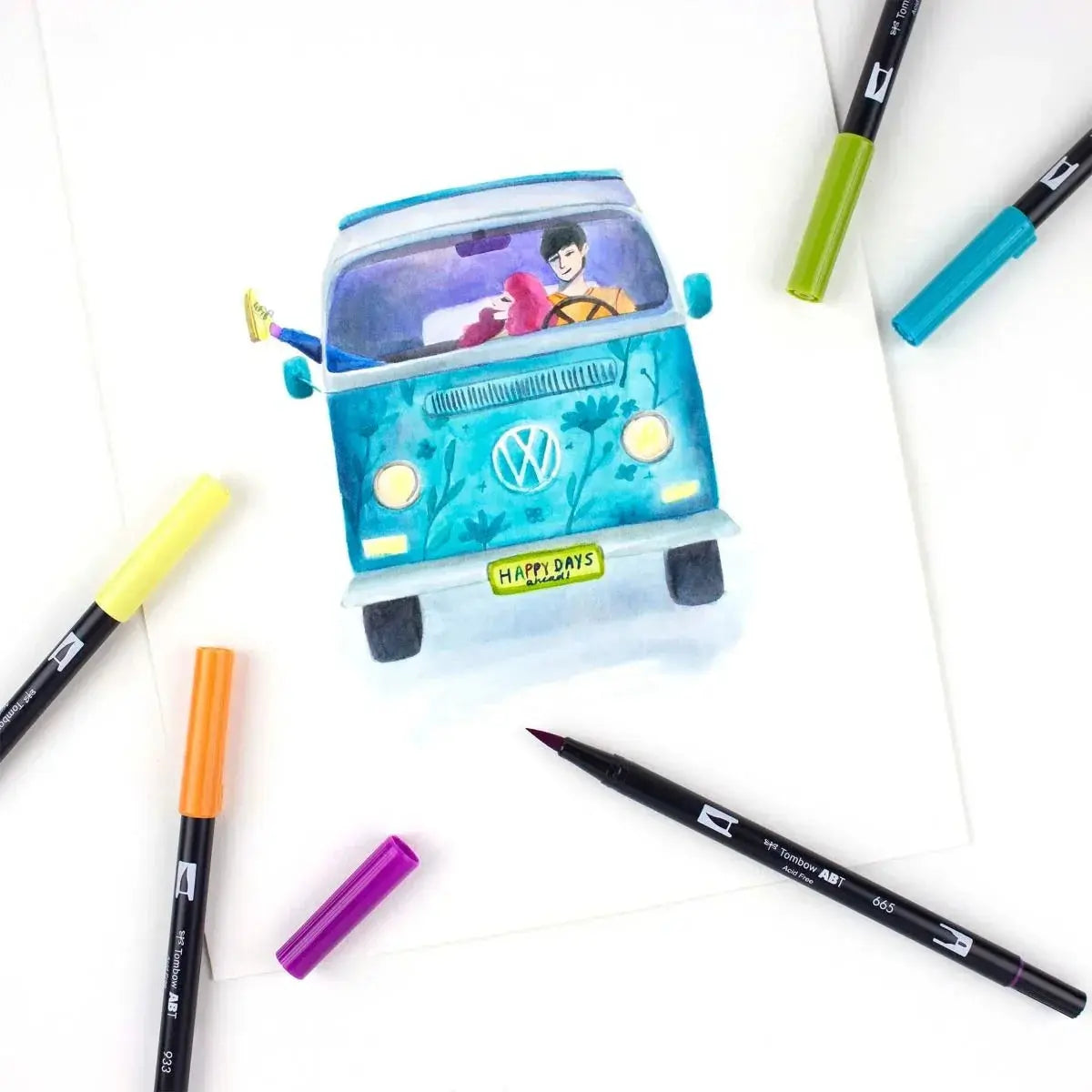 Set Dual Brush Pen Retro Tombow